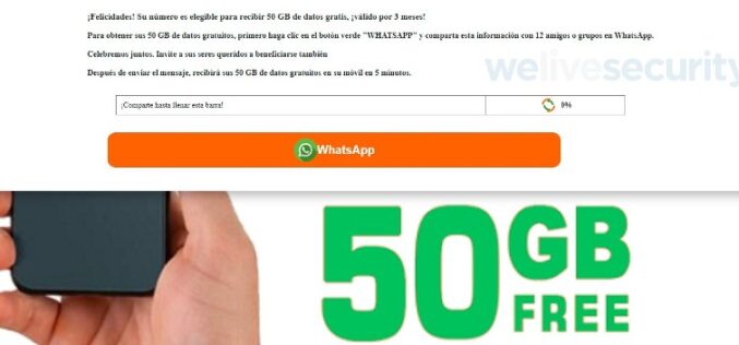 Engaño ofrece 50GB de Internet gratis por supuesto aniversario de WhatsApp 